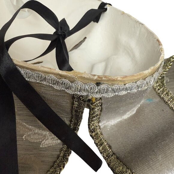 Jester Mask Venetian Style Masquerade Mardigras Wearable Golden Silver Brocade C - Picture 10 of 12